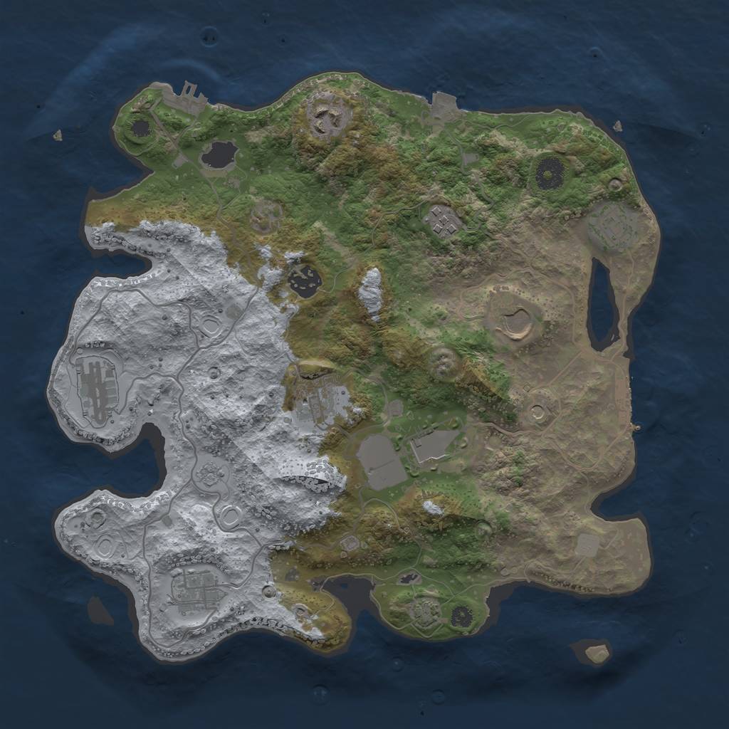 Rust Map: Procedural Map, Size: 3500, Seed: 285911544, 17 Monuments