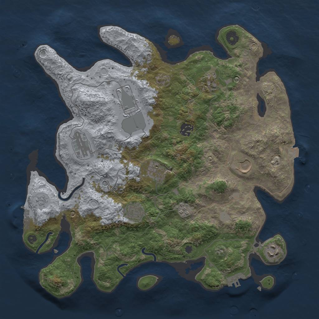 Rust Map: Procedural Map, Size: 3600, Seed: 86523822, 17 Monuments