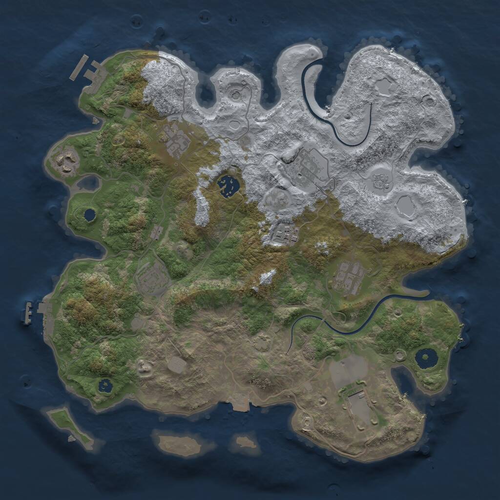 Rust Map: Procedural Map, Size: 3500, Seed: 1122023, 14 Monuments