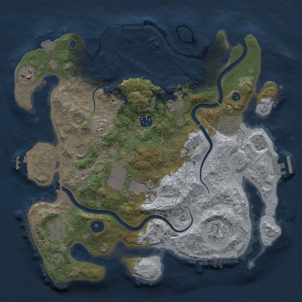 Rust Map: Procedural Map, Size: 3500, Seed: 1045090002, 15 Monuments