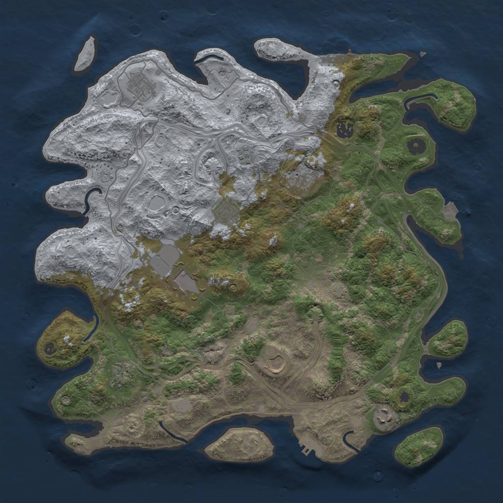 Rust Map: Procedural Map, Size: 4250, Seed: 663476320, 17 Monuments