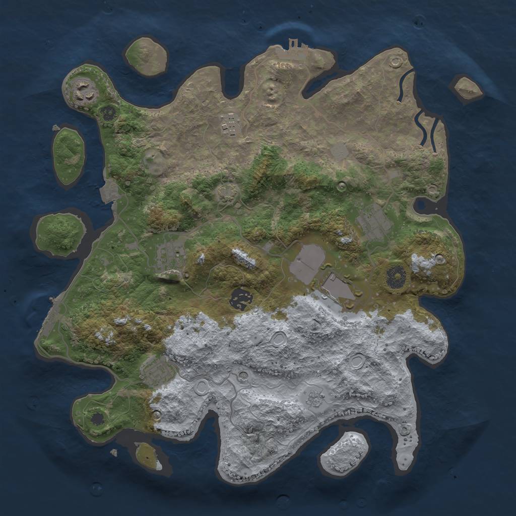 Rust Map: Procedural Map, Size: 3500, Seed: 2136101888, 15 Monuments