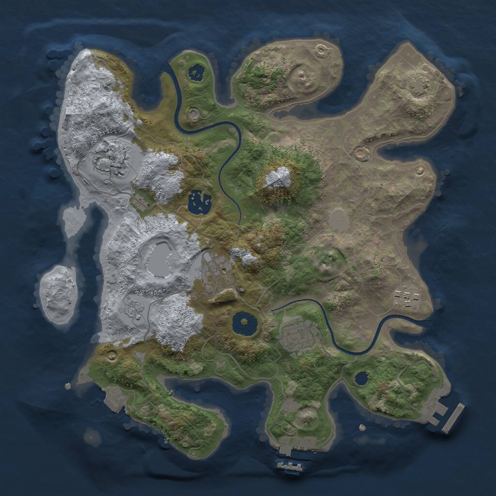 Rust Map: Procedural Map, Size: 3000, Seed: 605746223, 10 Monuments