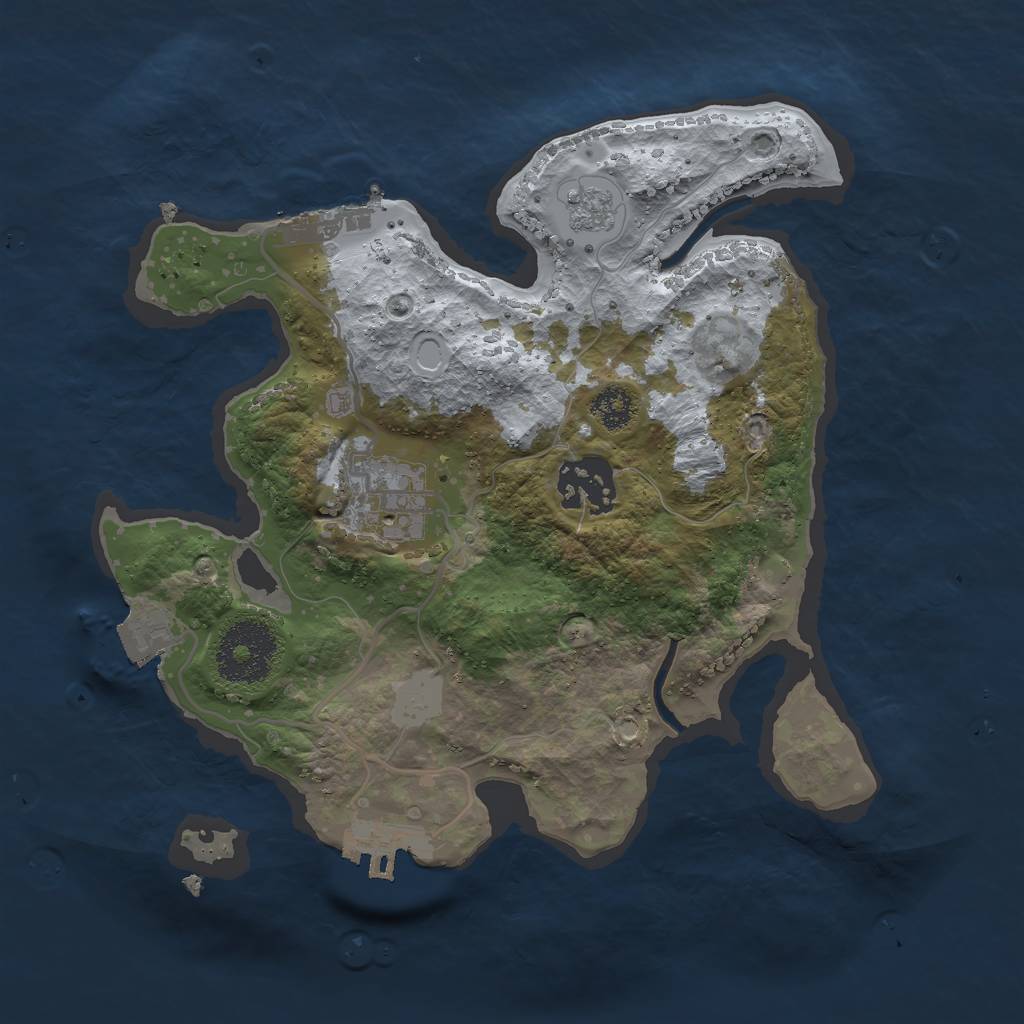 Rust Map: Procedural Map, Size: 2500, Seed: 490189113, 8 Monuments