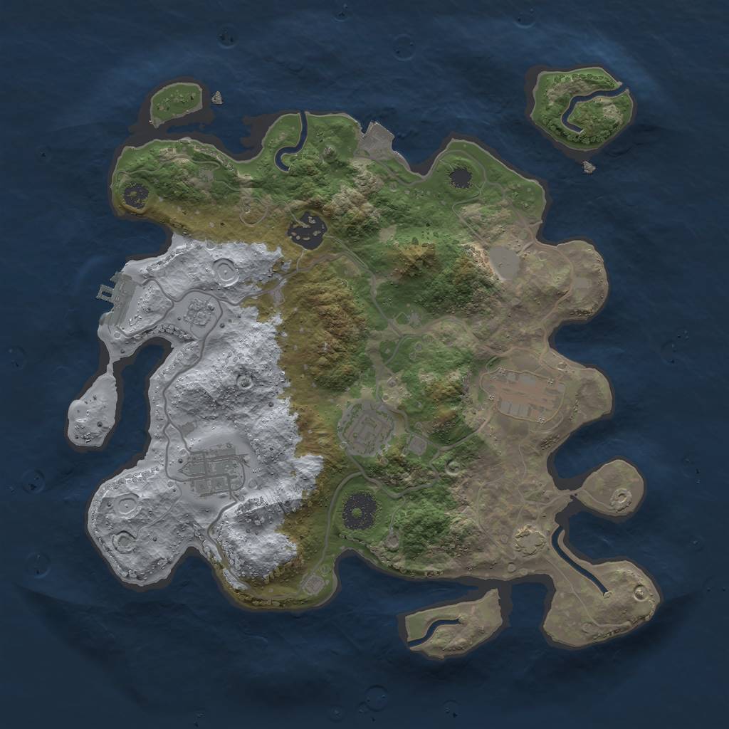 Rust Map: Procedural Map, Size: 3000, Seed: 7390645, 10 Monuments