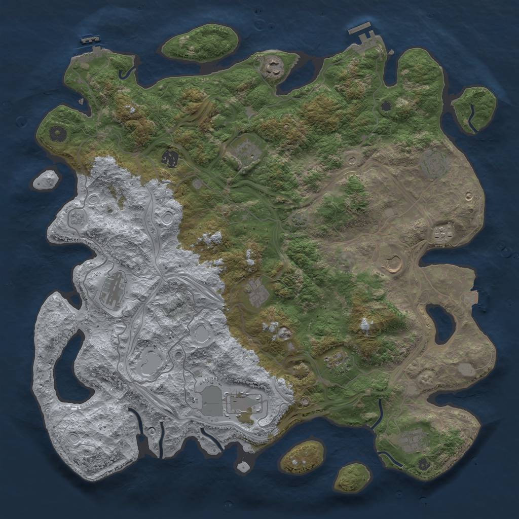 Rust Map: Procedural Map, Size: 4500, Seed: 58309975, 19 Monuments
