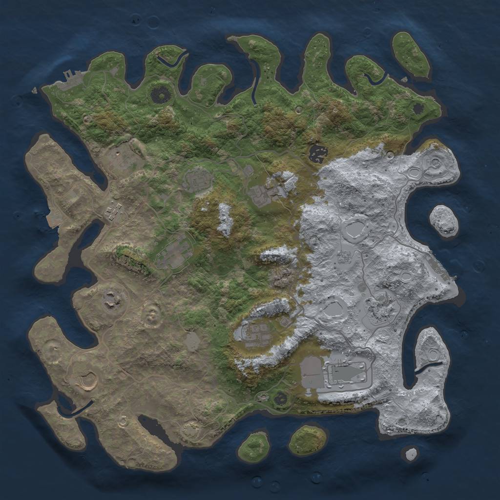 Rust Map: Procedural Map, Size: 4000, Seed: 74020, 19 Monuments