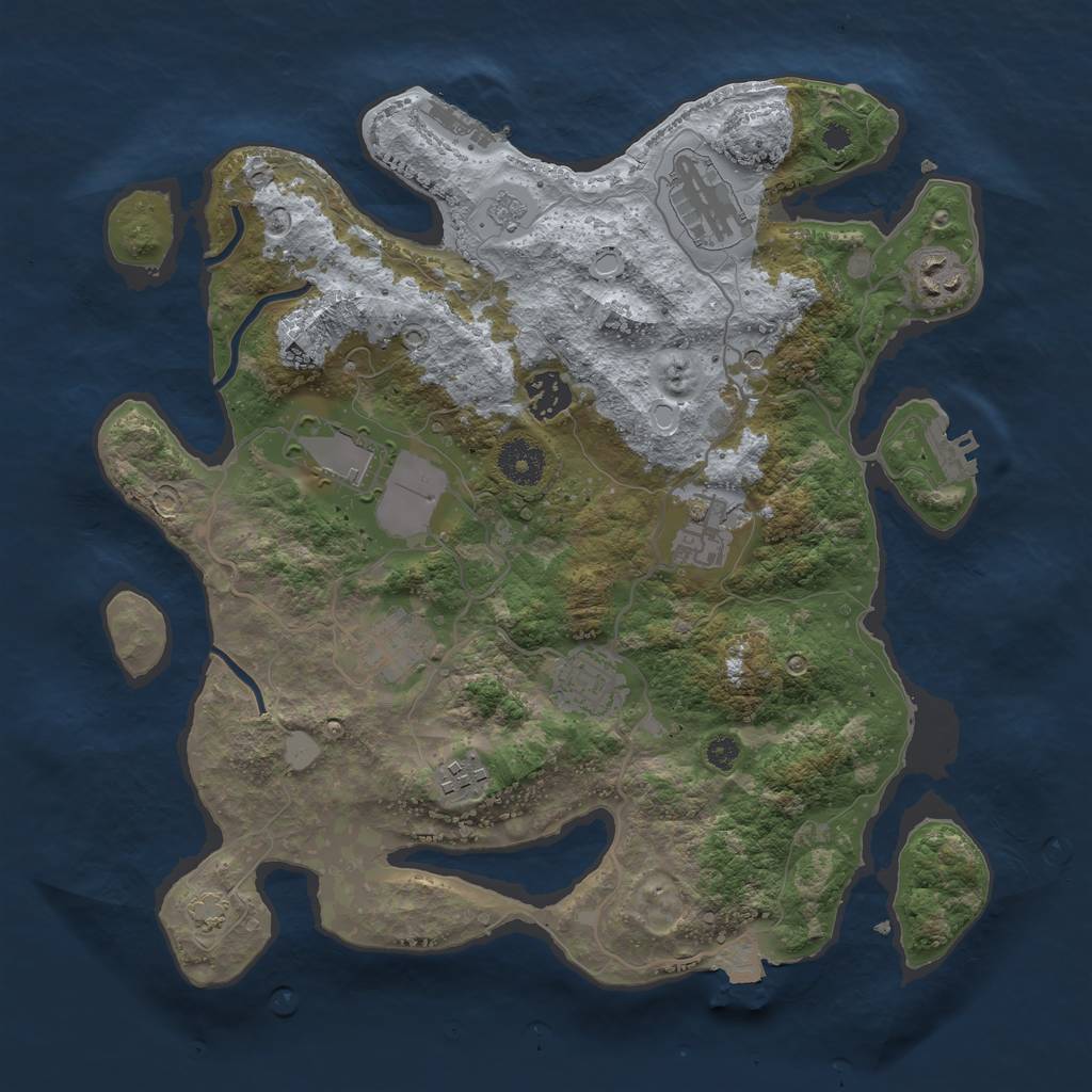 Rust Map: Procedural Map, Size: 3500, Seed: 1809744823, 16 Monuments