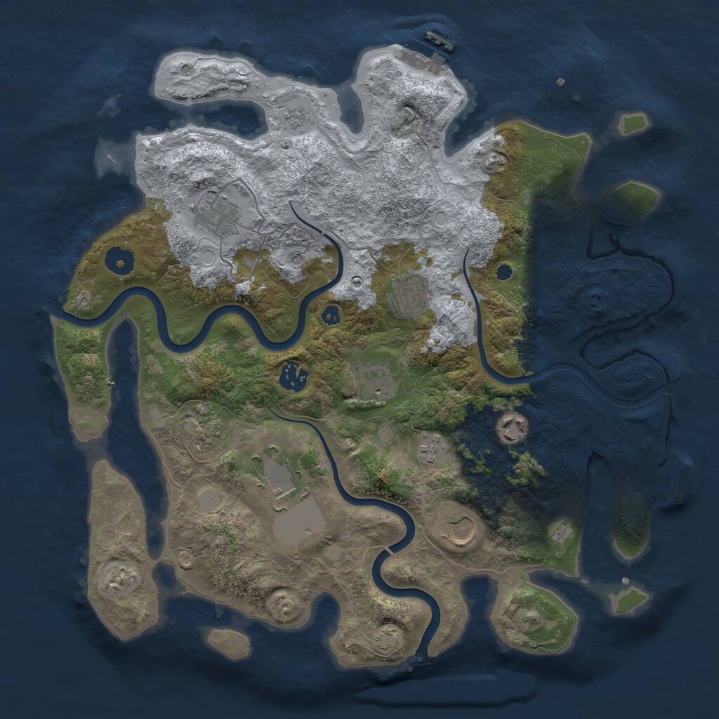 Rust Map: Procedural Map, Size: 3750, Seed: 63128672, 15 Monuments