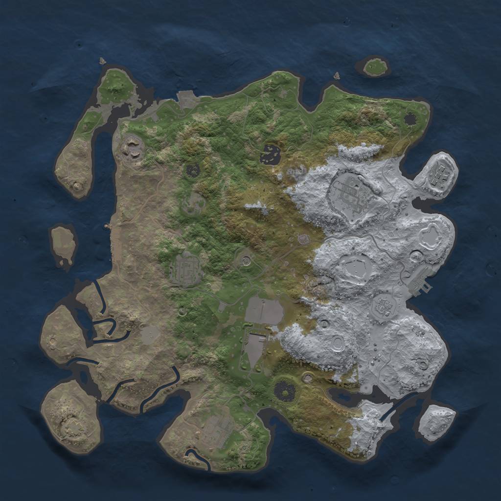 Rust Map: Procedural Map, Size: 3500, Seed: 55555555, 15 Monuments