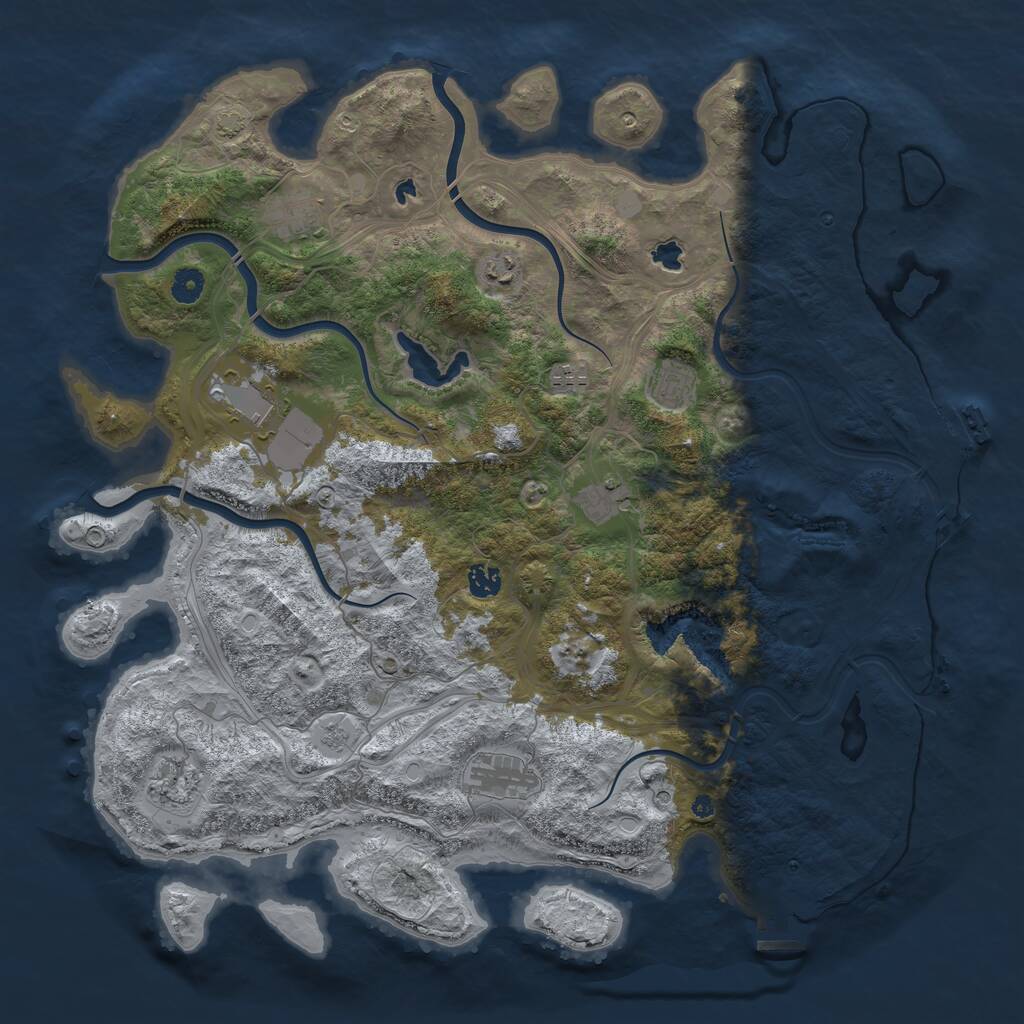 Rust Map: Procedural Map, Size: 4500, Seed: 1234567999, 15 Monuments