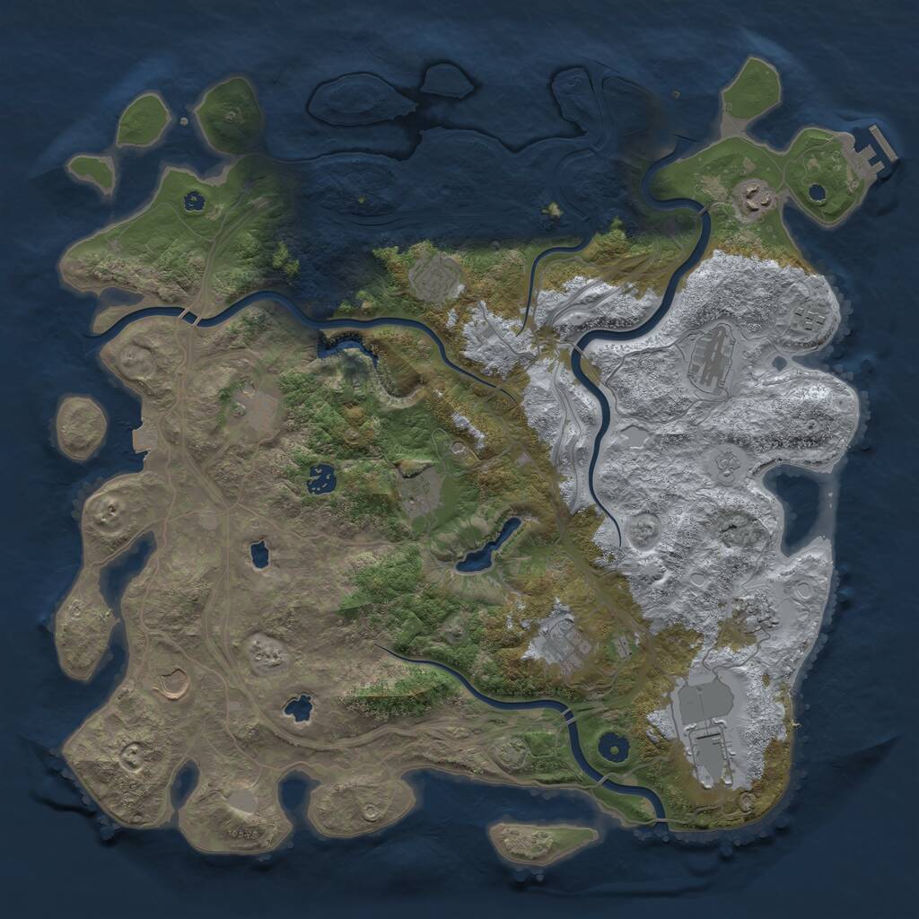 Rust Map: Procedural Map, Size: 4500, Seed: 9696, 16 Monuments