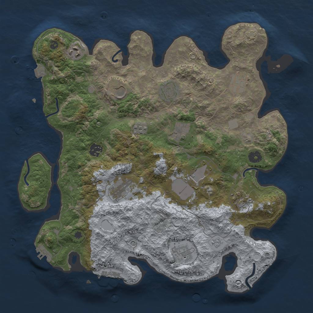 Rust Map: Procedural Map, Size: 3700, Seed: 1270019264, 19 Monuments