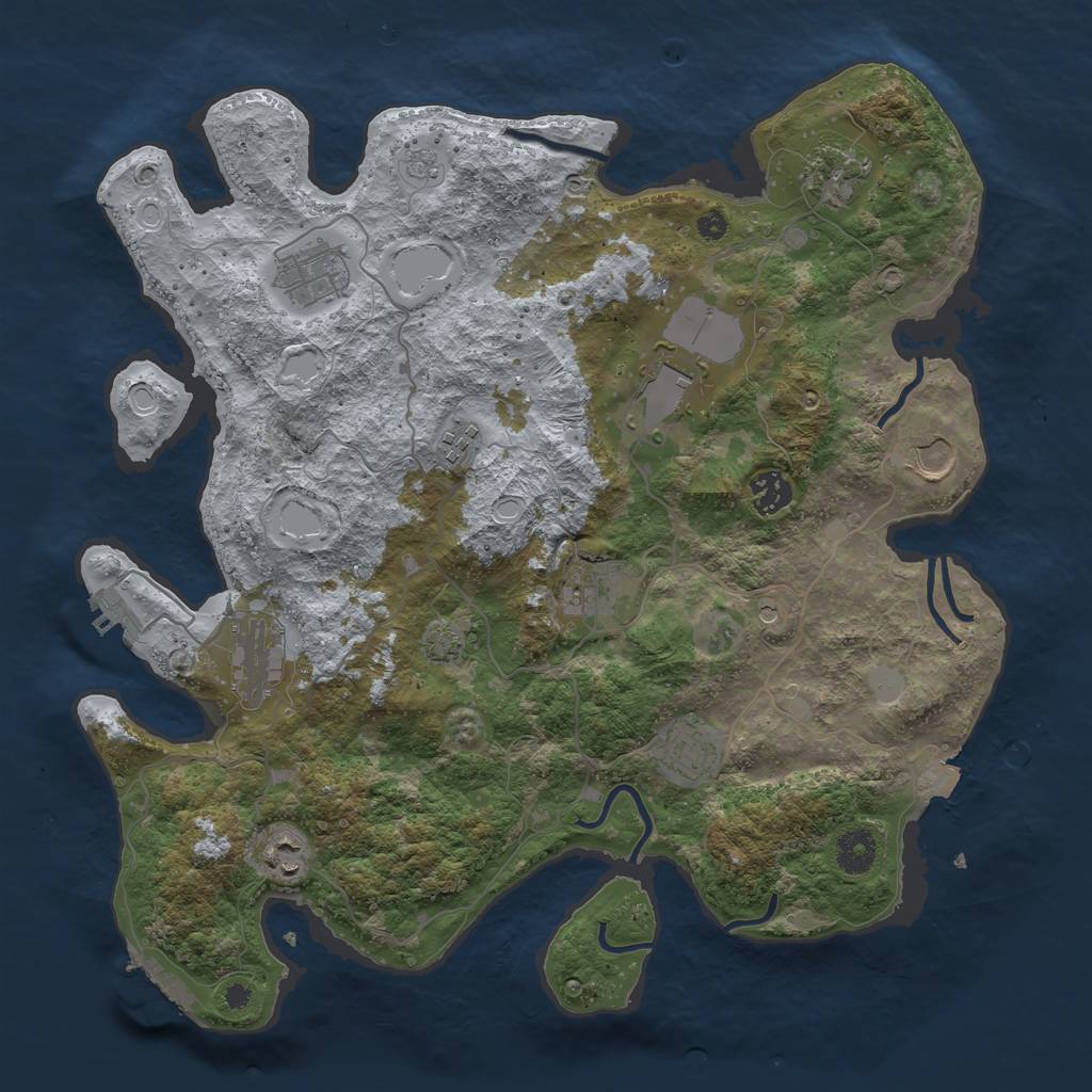 Rust Map: Procedural Map, Size: 3800, Seed: 3607702, 18 Monuments
