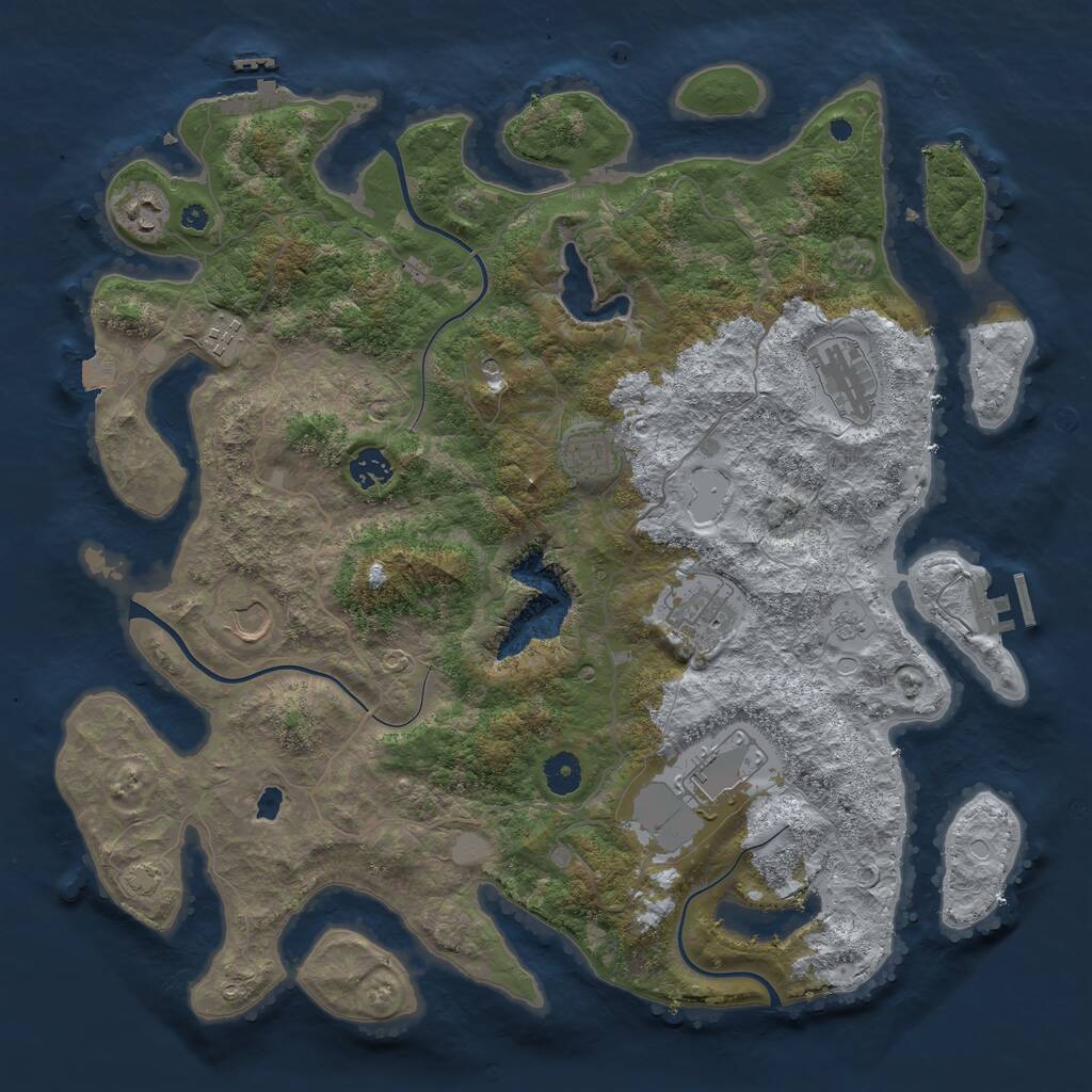 Rust Map: Procedural Map, Size: 4100, Seed: 50577163, 14 Monuments