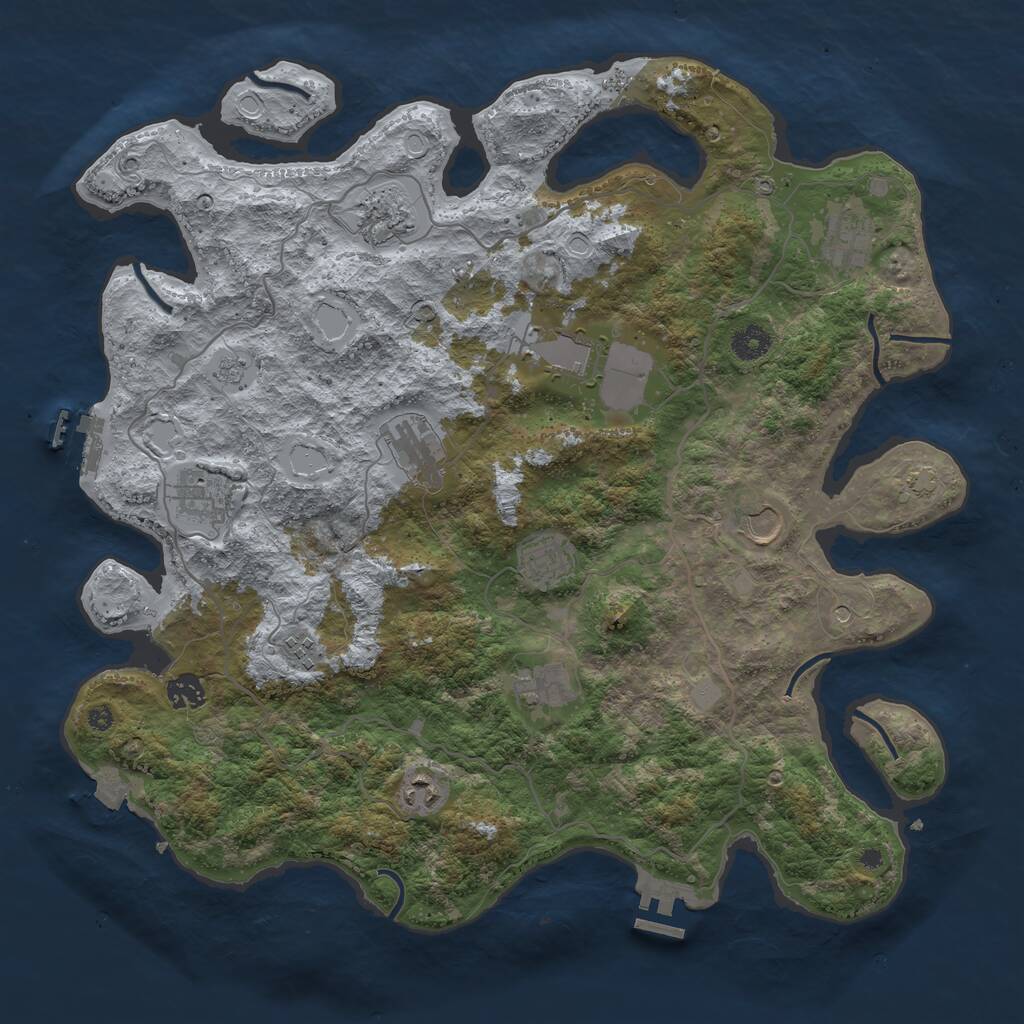 Rust Map: Procedural Map, Size: 4100, Seed: 8633116, 17 Monuments