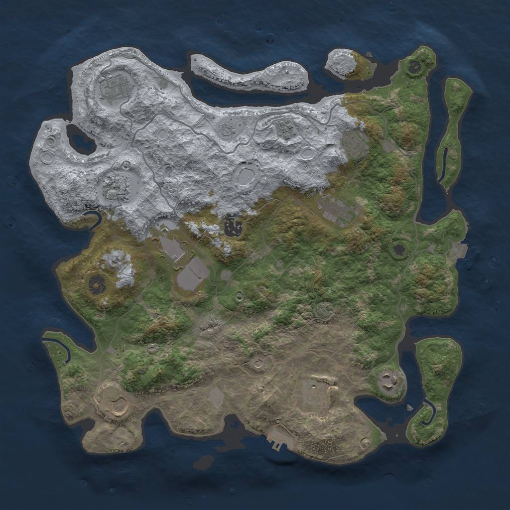 Rust Map: Procedural Map, Size: 4000, Seed: 81443125, 17 Monuments
