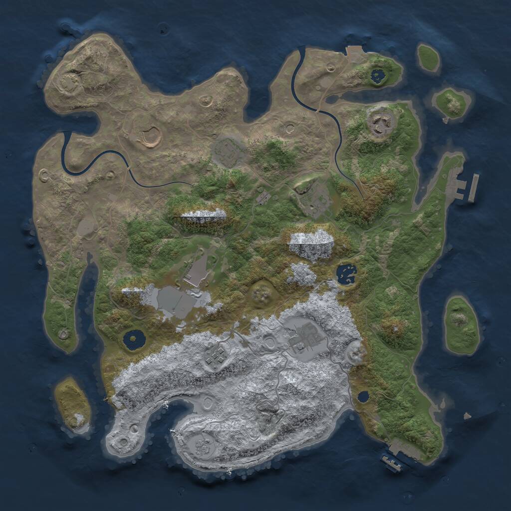 Rust Map: Procedural Map, Size: 3650, Seed: 75189045, 14 Monuments