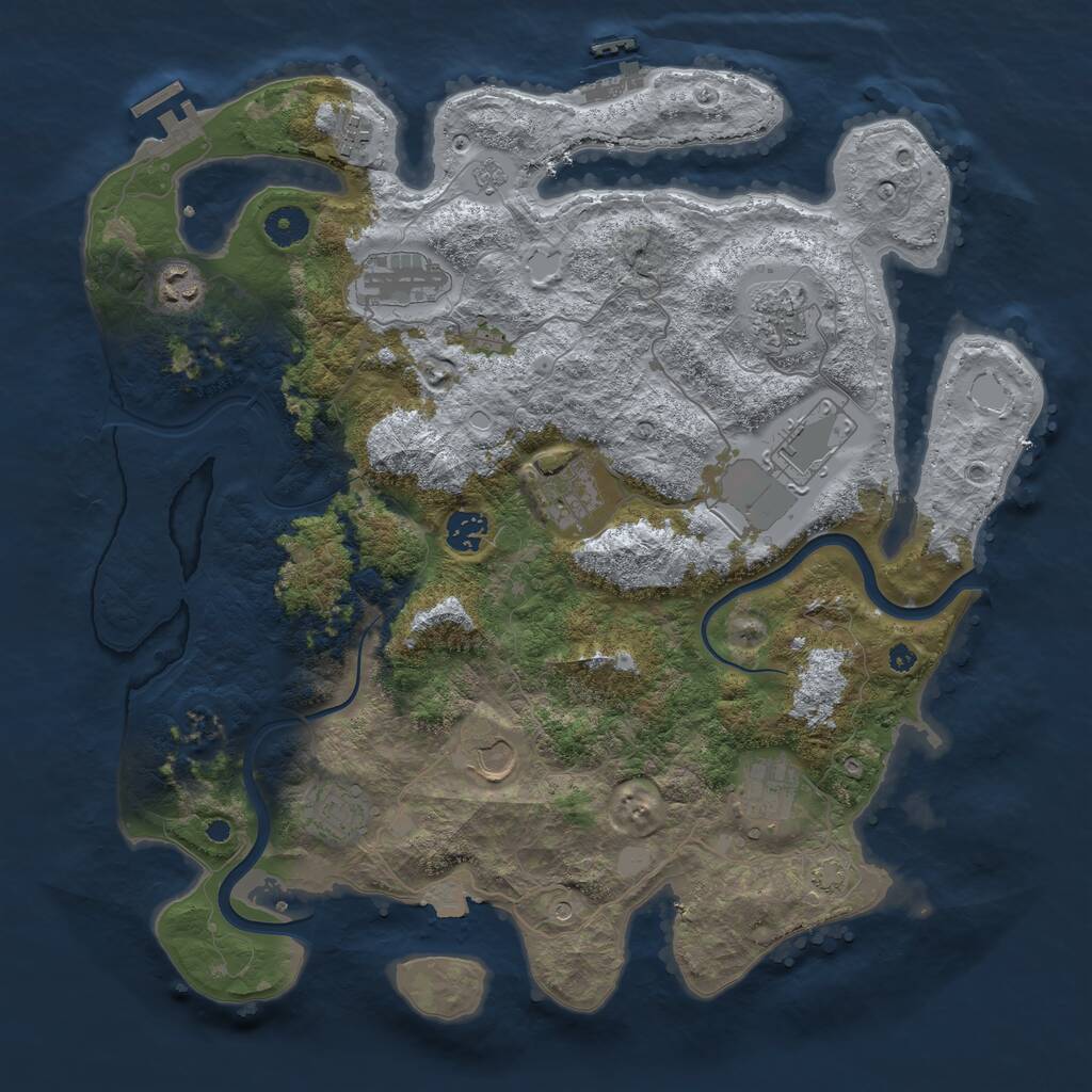 Rust Map: Procedural Map, Size: 3950, Seed: 44430968, 16 Monuments