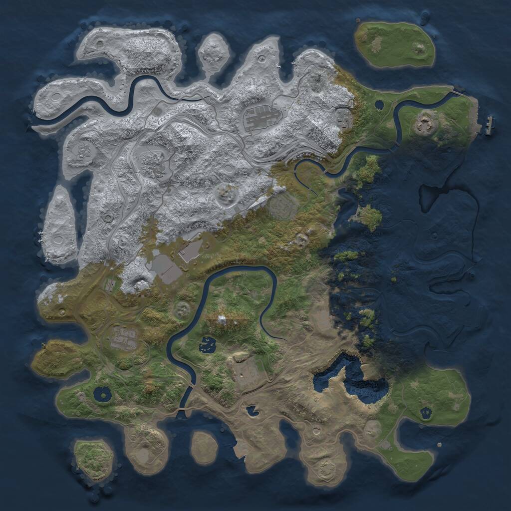 Rust Map: Procedural Map, Size: 4400, Seed: 3949, 16 Monuments