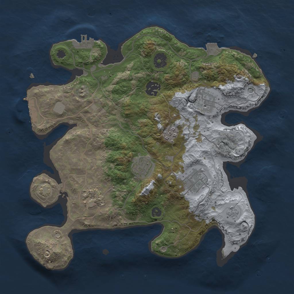 Rust Map: Procedural Map, Size: 3000, Seed: 9710835, 14 Monuments