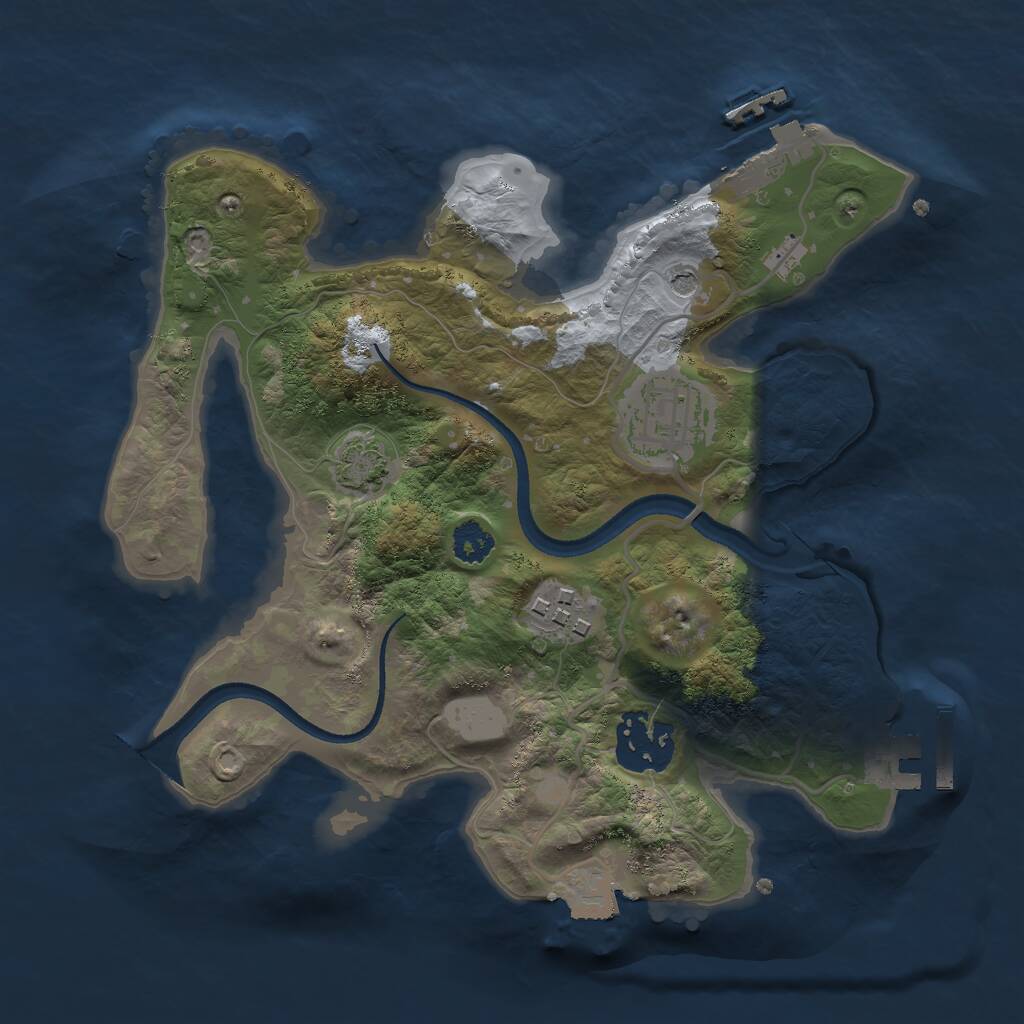 Rust Map: Procedural Map, Size: 2500, Seed: 1010926076, 8 Monuments