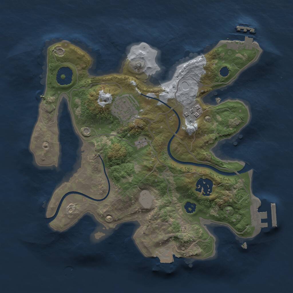 Rust Map: Procedural Map, Size: 2500, Seed: 1010926076, 6 Monuments