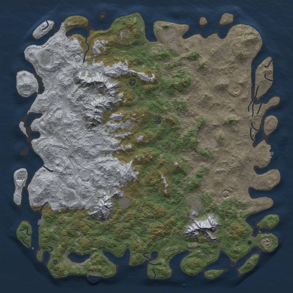 Rust Map: Procedural Map, Size: 6000, Seed: 1227124256, 19 Monuments