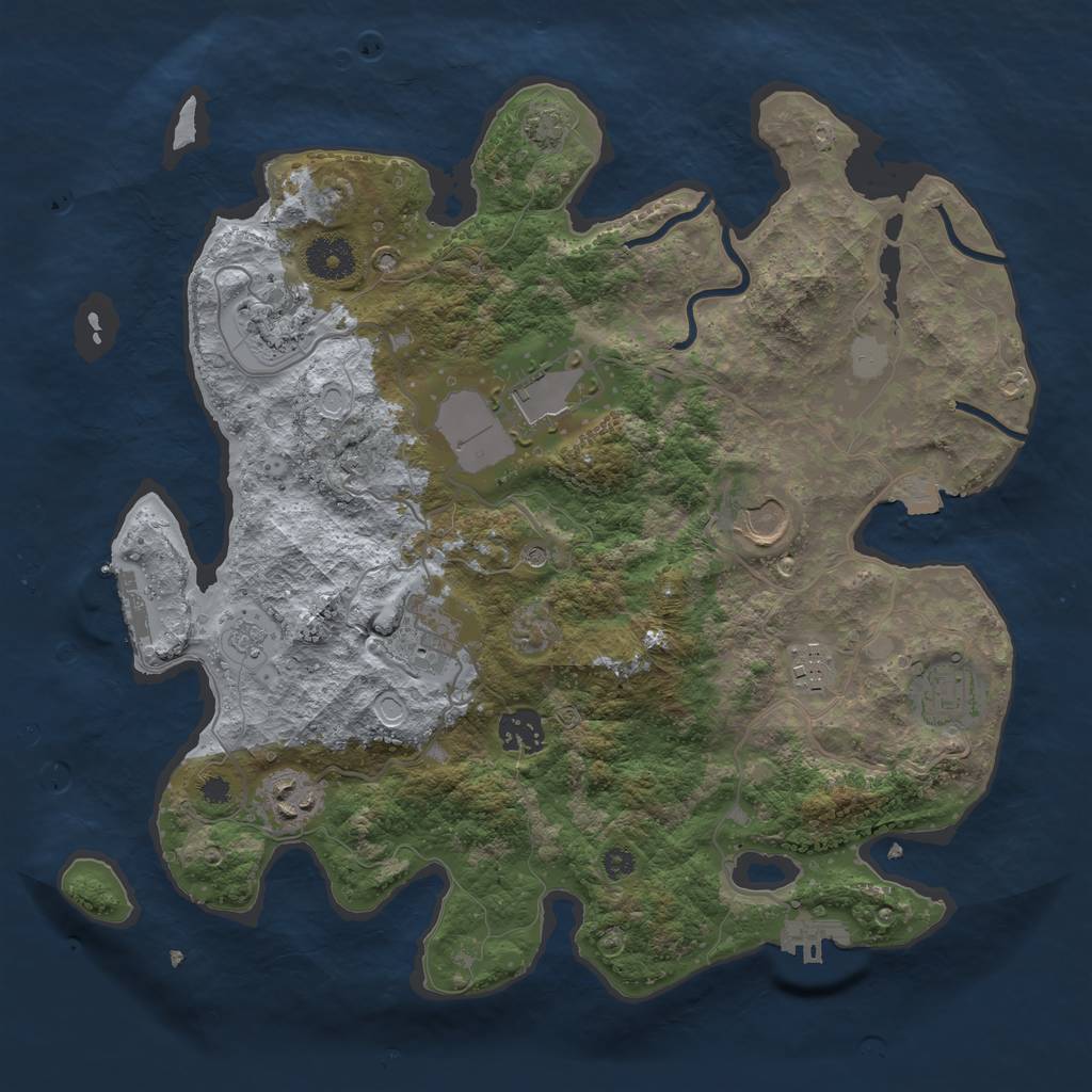 Rust Map: Procedural Map, Size: 3500, Seed: 676086, 16 Monuments