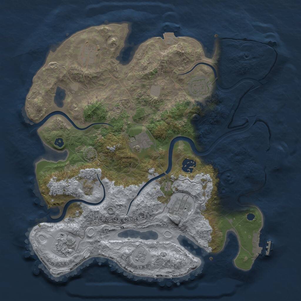 Rust Map: Procedural Map, Size: 3250, Seed: 259106748, 11 Monuments
