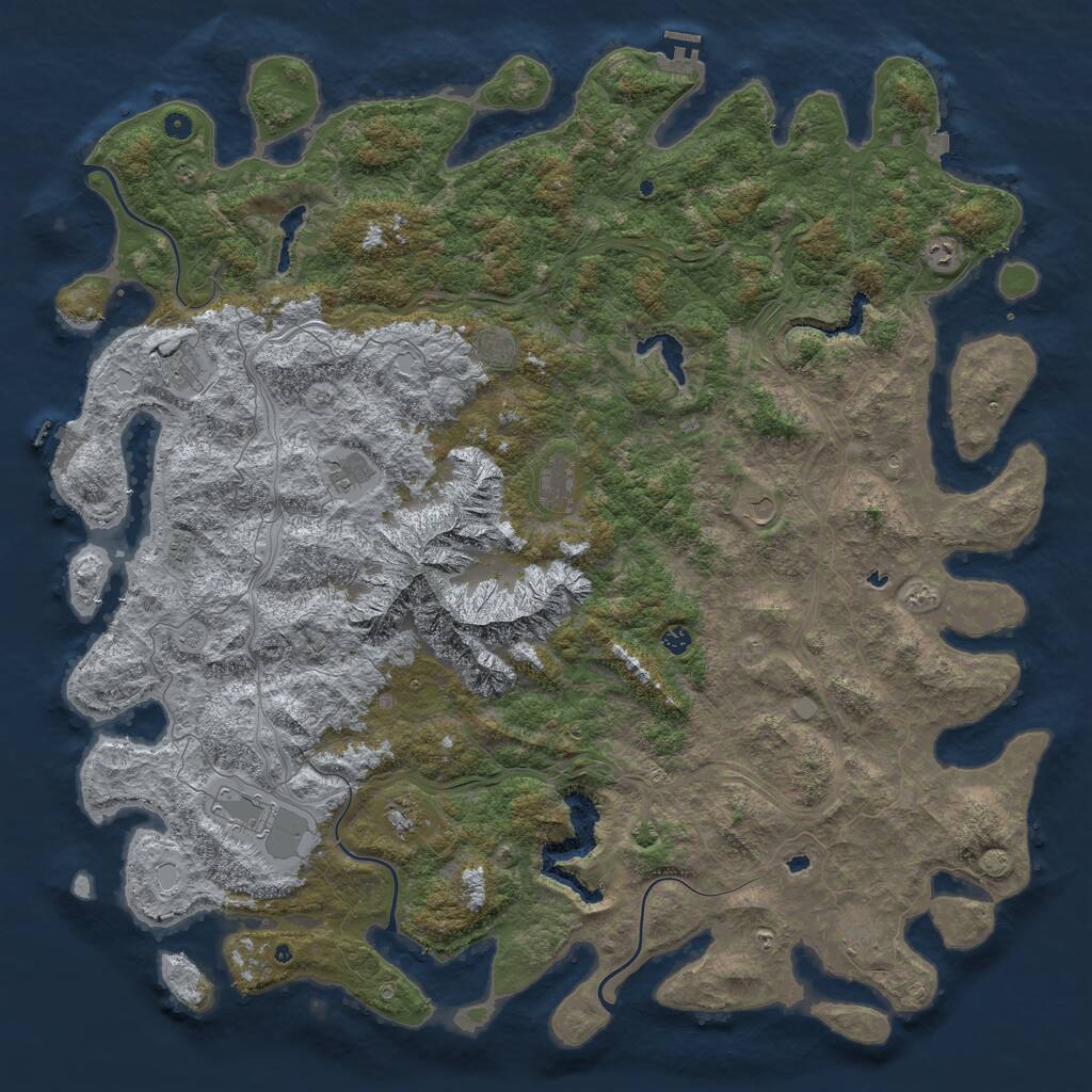 Rust Map: Procedural Map, Size: 6000, Seed: 156464, 17 Monuments
