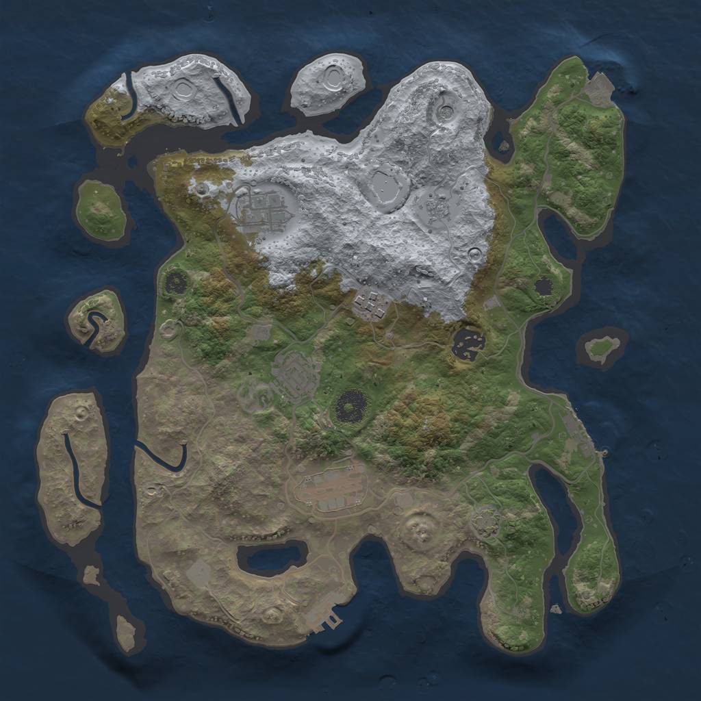 Rust Map: Procedural Map, Size: 3250, Seed: 1329963028, 13 Monuments