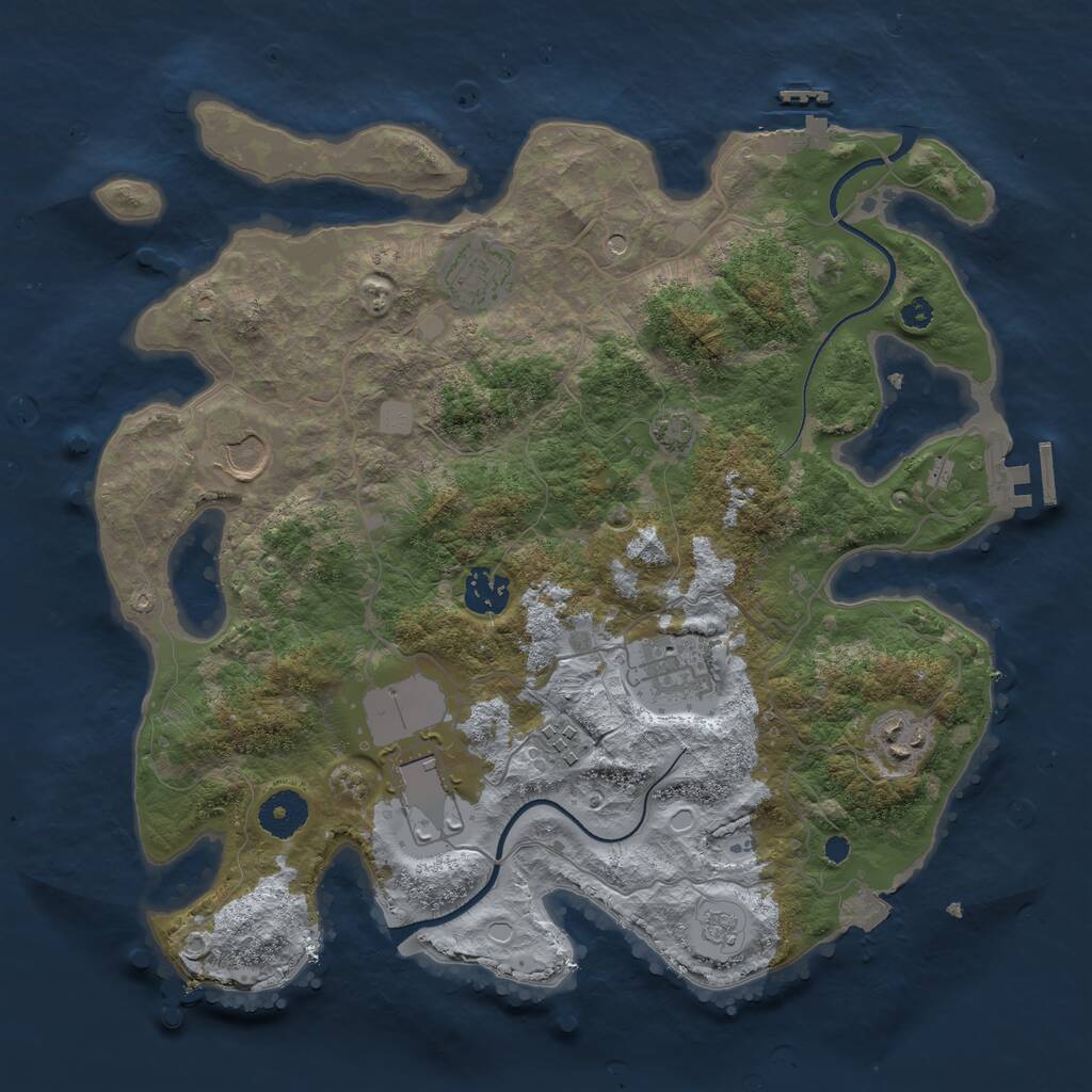 Rust Map: Procedural Map, Size: 3500, Seed: 1627232675, 13 Monuments