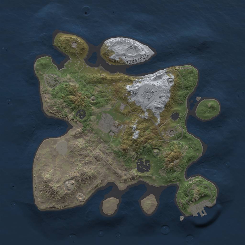 Rust Map: Procedural Map, Size: 2500, Seed: 586134, 9 Monuments