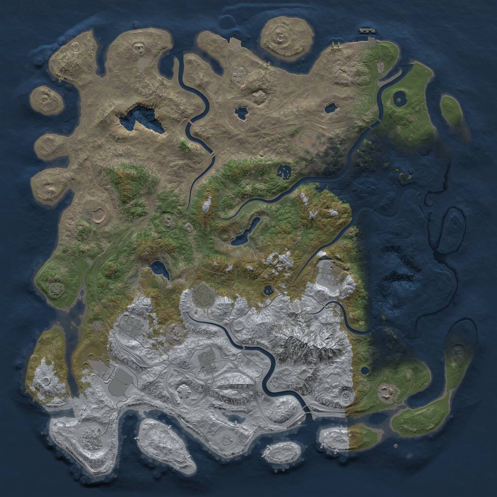 Rust Map: Procedural Map, Size: 5000, Seed: 3546, 16 Monuments