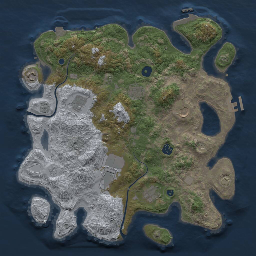 Rust Map: Procedural Map, Size: 3650, Seed: 84115870, 14 Monuments
