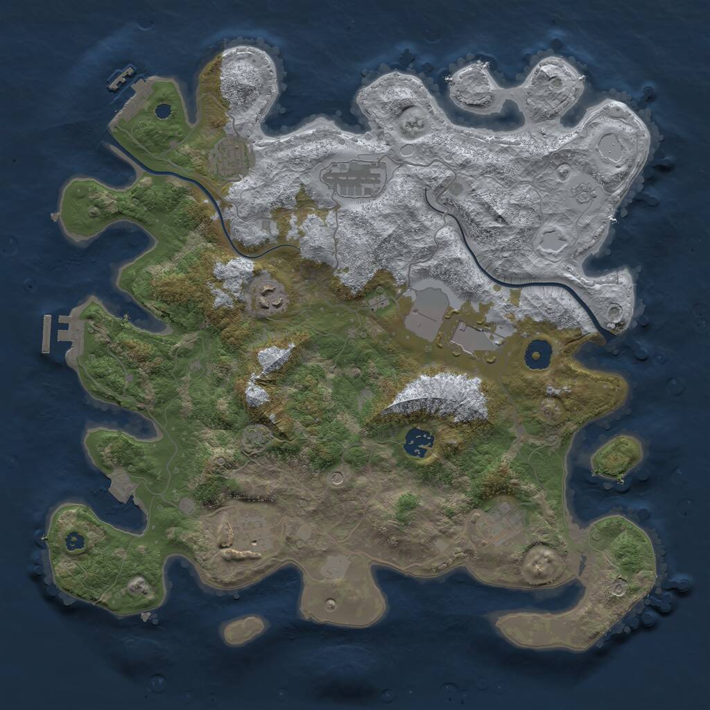 Rust Map: Procedural Map, Size: 3700, Seed: 53910598, 13 Monuments