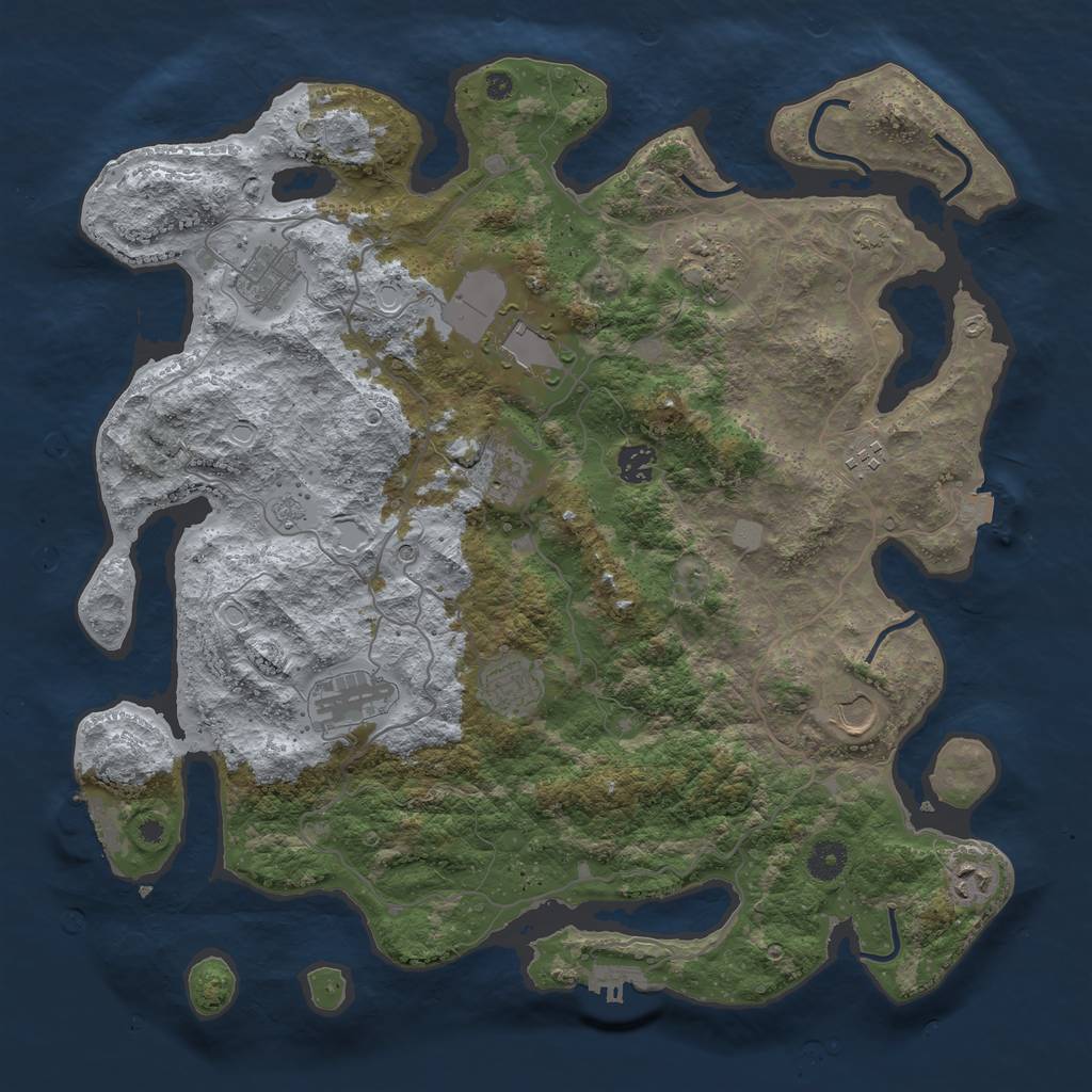 Rust Map: Procedural Map, Size: 4100, Seed: 96344786, 18 Monuments