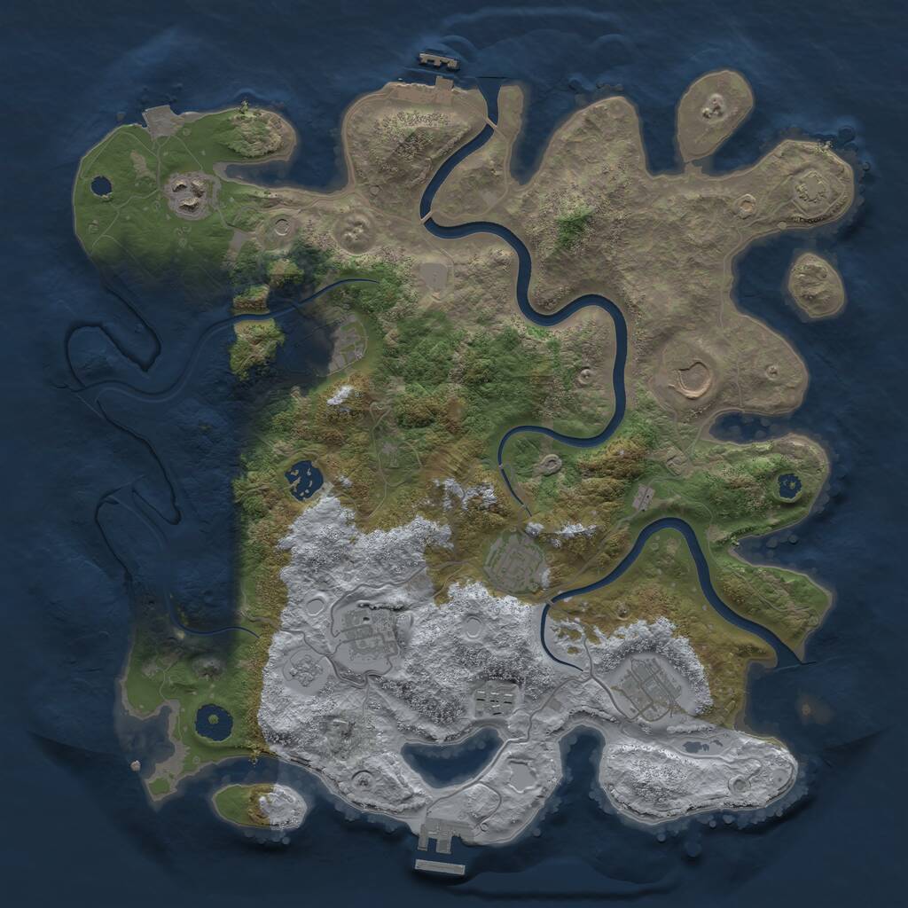 Rust Map: Procedural Map, Size: 3700, Seed: 5178515, 14 Monuments