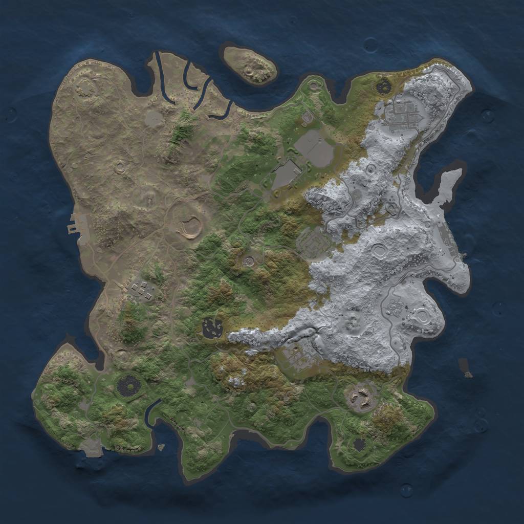 Rust Map: Procedural Map, Size: 3550, Seed: 17612516, 16 Monuments