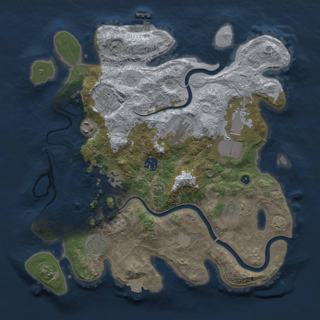 Rust Map: Procedural Map, Size: 3500, Seed: 324745651, 14 Monuments