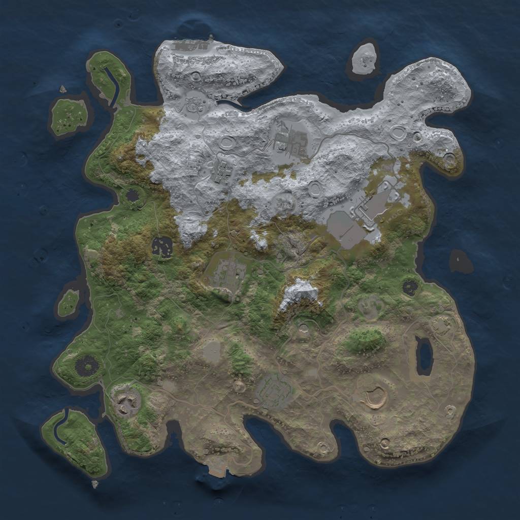 Rust Map: Procedural Map, Size: 3500, Seed: 324745651, 15 Monuments