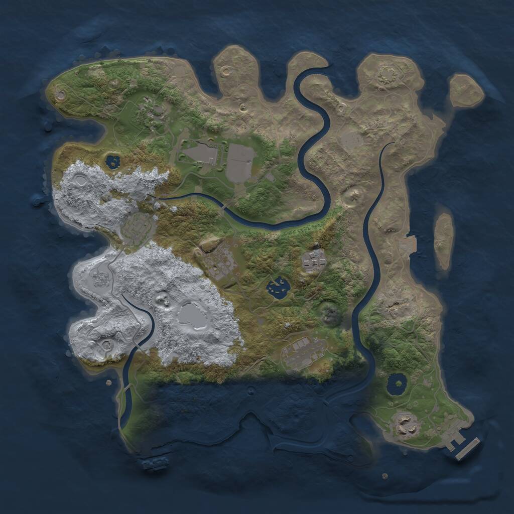Rust Map: Procedural Map, Size: 3550, Seed: 21295566, 14 Monuments