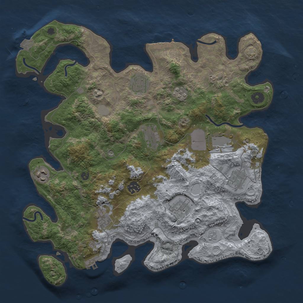 Rust Map: Procedural Map, Size: 3700, Seed: 36044476, 18 Monuments