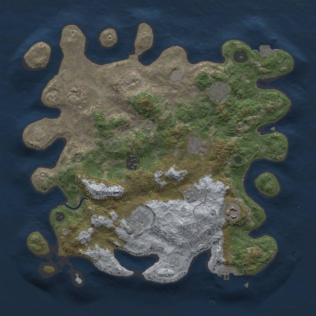 Rust Map: Procedural Map, Size: 3450, Seed: 71963978, 14 Monuments