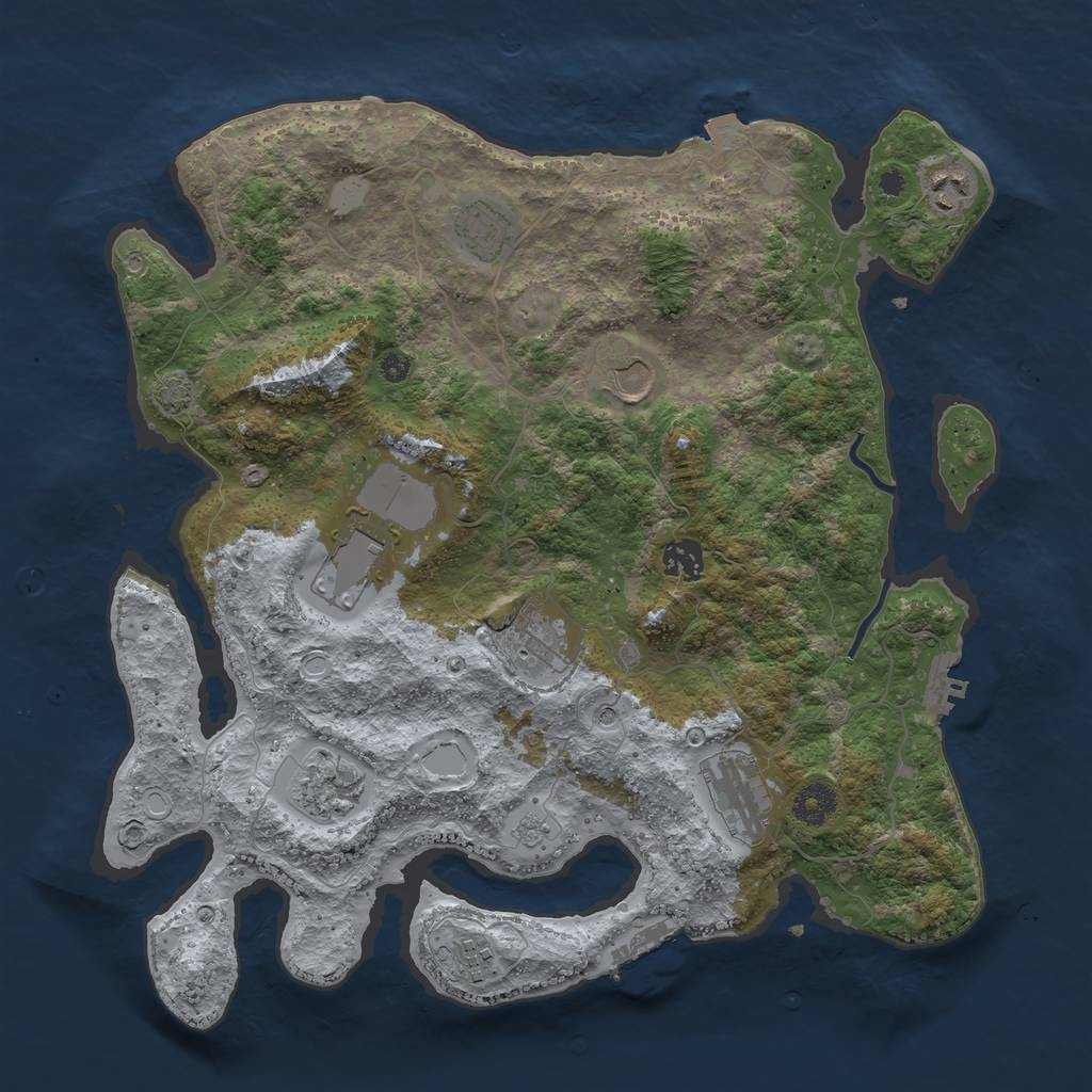Rust Map: Procedural Map, Size: 3800, Seed: 37087422, 17 Monuments