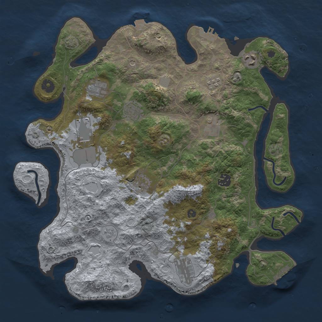 Rust Map: Procedural Map, Size: 3650, Seed: 6146573, 17 Monuments