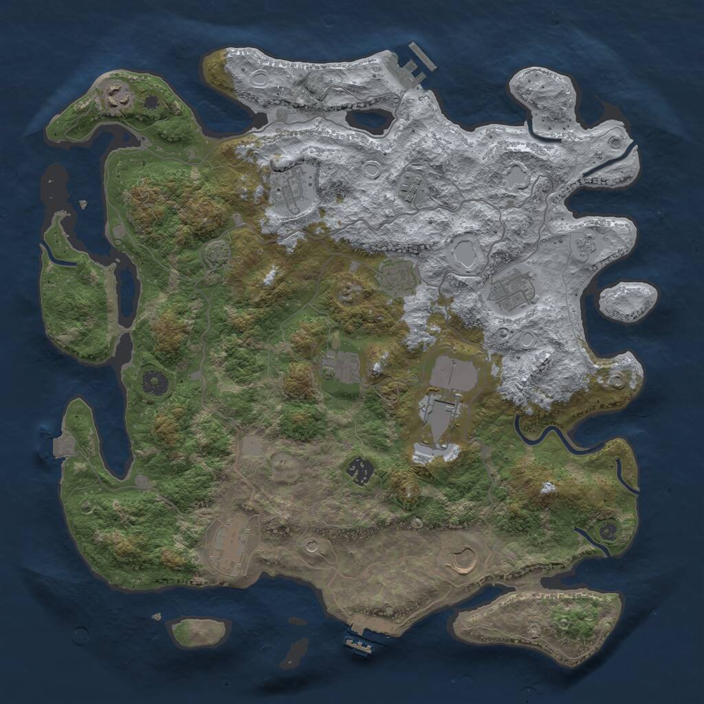 Rust Map: Procedural Map, Size: 4000, Seed: 92647070, 16 Monuments