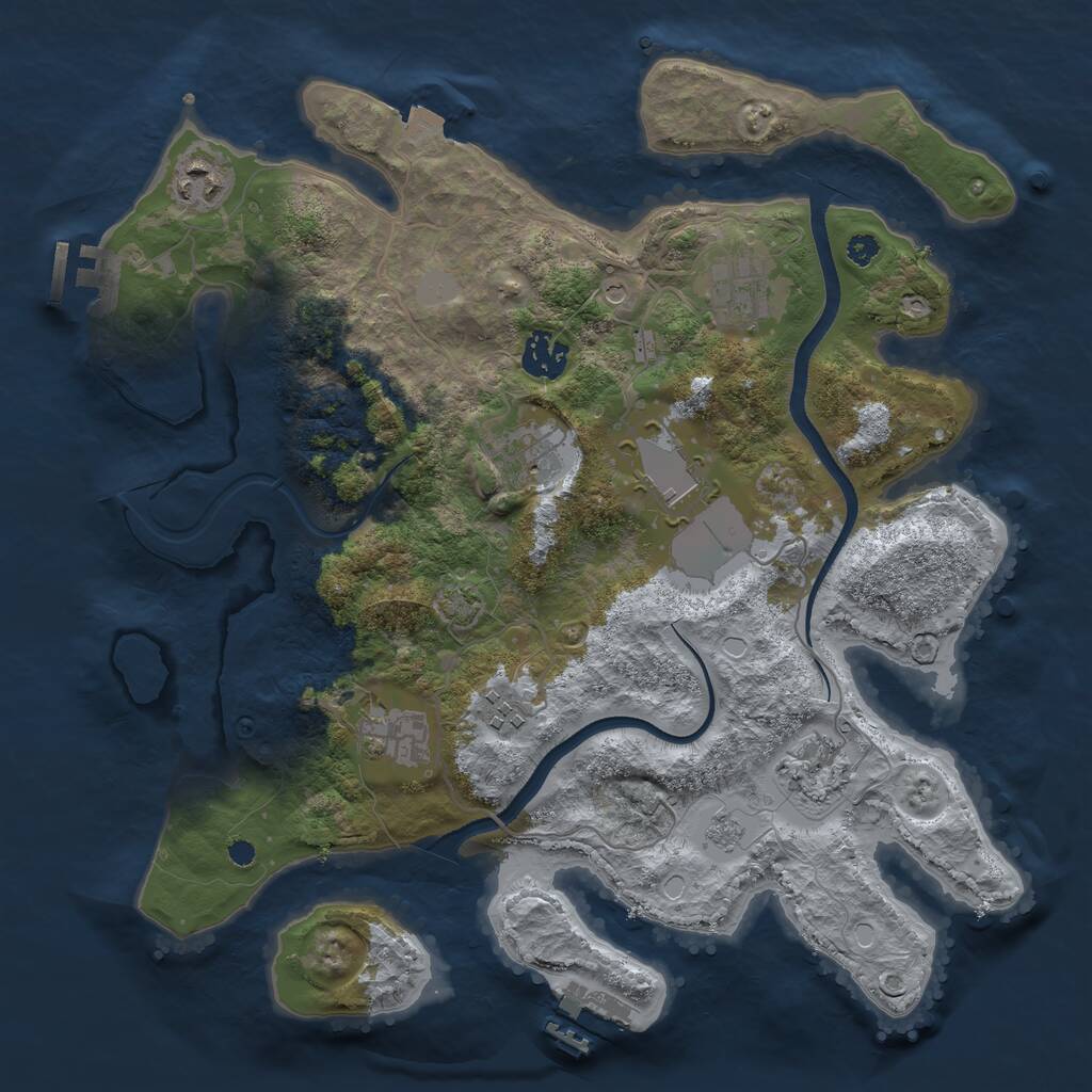 Rust Map: Procedural Map, Size: 3500, Seed: 1595745686, 14 Monuments
