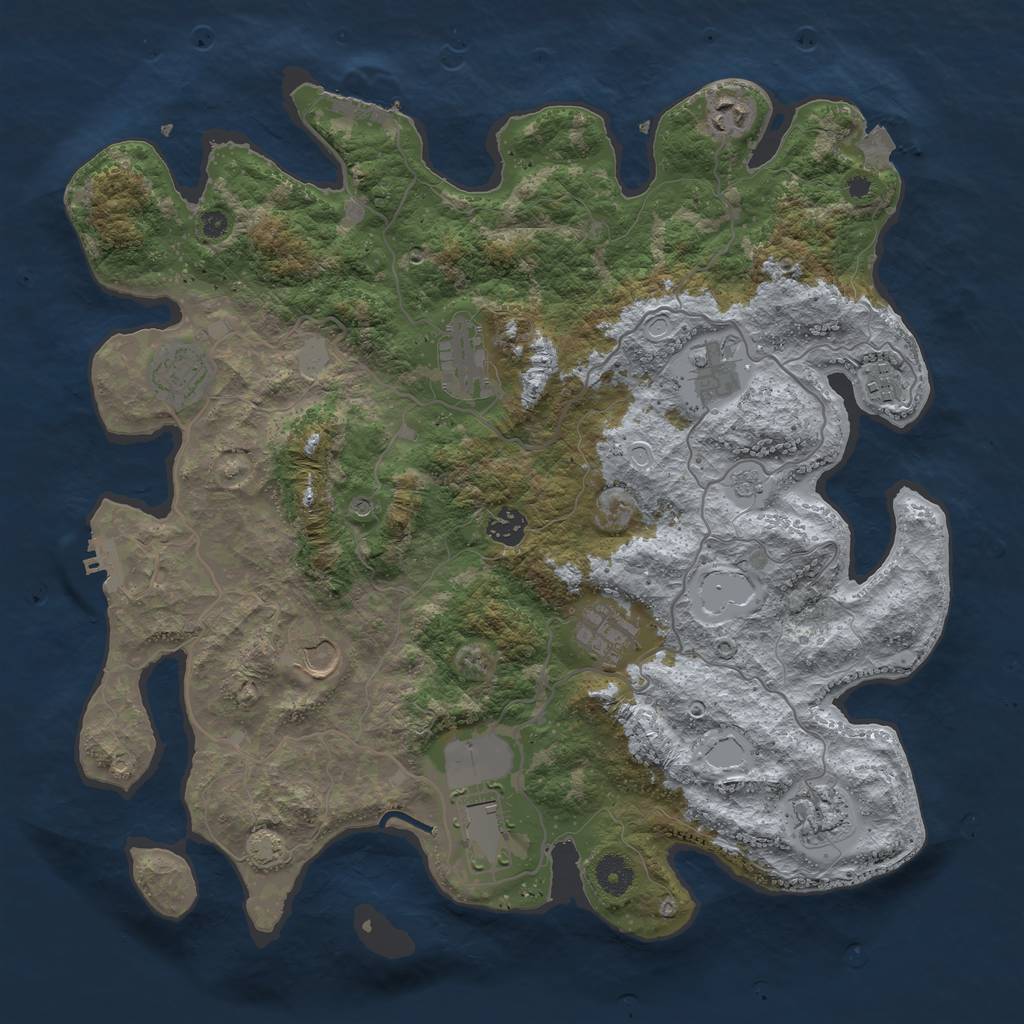 Rust Map: Procedural Map, Size: 4000, Seed: 1867459213, 18 Monuments